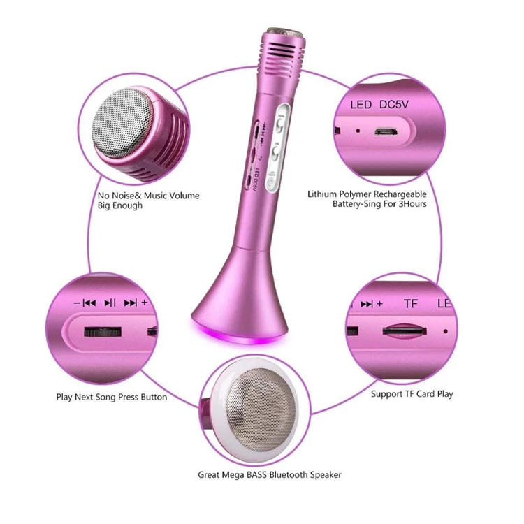 Smartphone SD/TF Card Bluetooth K1 Portable Wireless Karaoke Microphone Speaker - ANKUX.COM