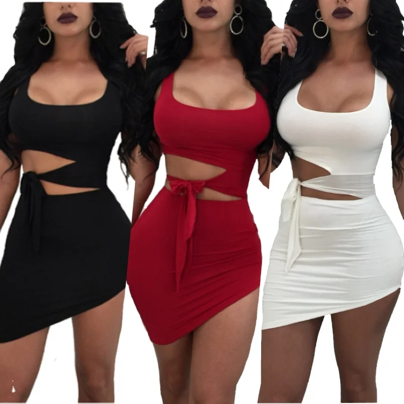 

Hot Sale Summer Dresses Women Asymmetrical Party Wear Bodycon Stylish Sexy Mini Beach Dress Women Clothing