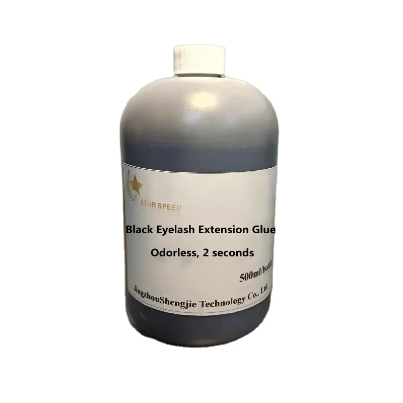 

Starspeed 2021 China 2-3s Black Lash Glue in 500ML Bottle Odorless High Quality Eyelash Extension Glue, Black eyelash glue