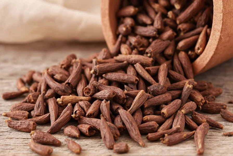 Whole cloves stored in a glass jar with proper labeling for optimal freshness