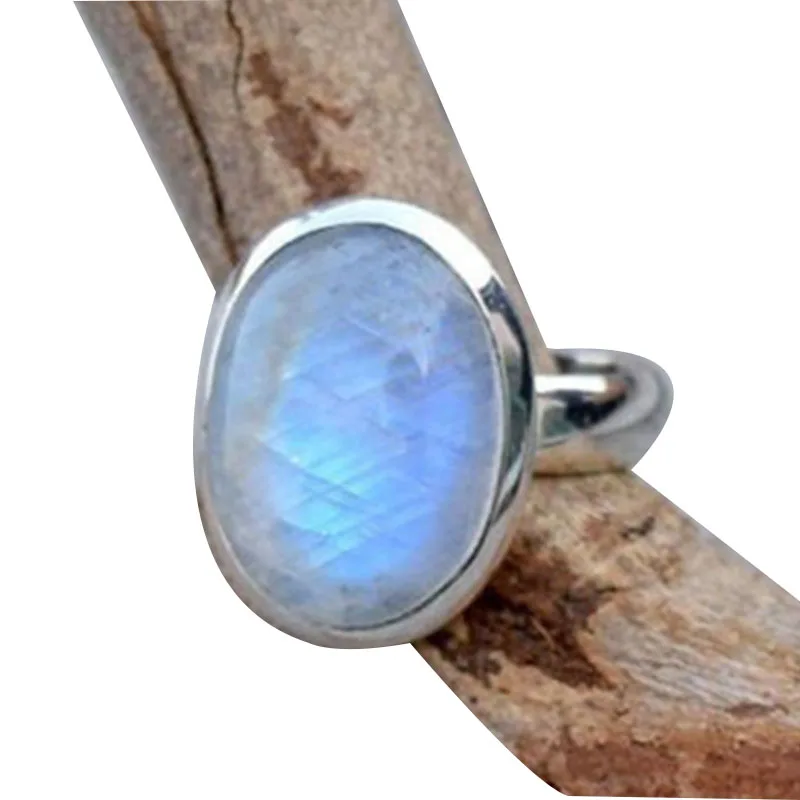 

New style ladies punk style retro Thai silver moonstone ring popular jewelry