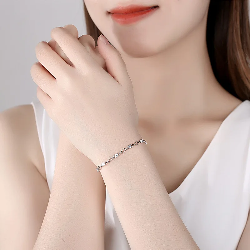 

New Arrivals Cubic Zirconia Women Bracelet 925 Sterling Silver Healing Crystal Gemstone Bracelet