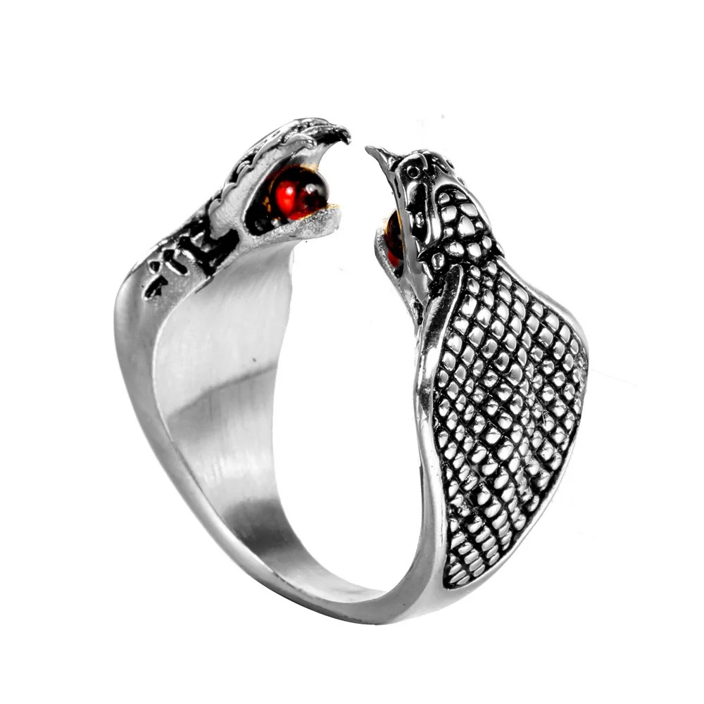 

Snake Adjustable Resizable Trendy Fashion Jewelry Gemstone Stainless Steel Silver Men Ring