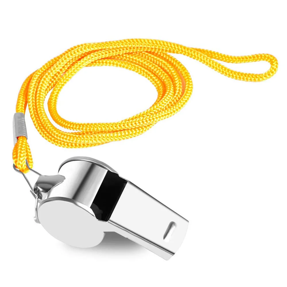 

Police Referee Metal Stainless Steel Whistle Emergency Survival Whistle With Lanyard, Silver