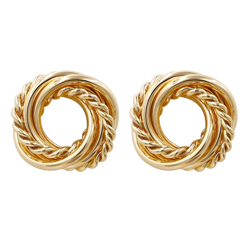 

JUHU New fashion and simple temperament metal earrings exaggerated gold-plated winding circle earrings factory wholesale