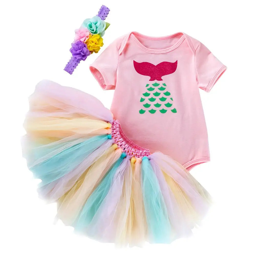 

Newborn romper set 1st christening gown outfits baby girl princess dress infant toddlers clothing sets, Multi color