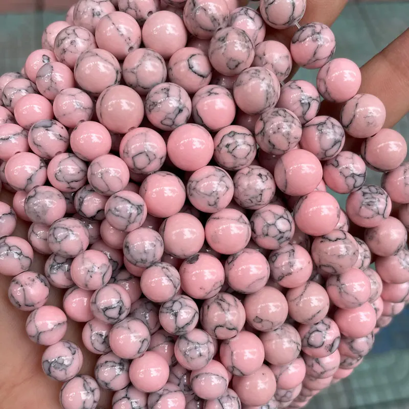 

Smooth Light Pink Howlite Beads  Round Gemstone Loose Beads For Jewelry Making Bracelet, Light pink as pciture