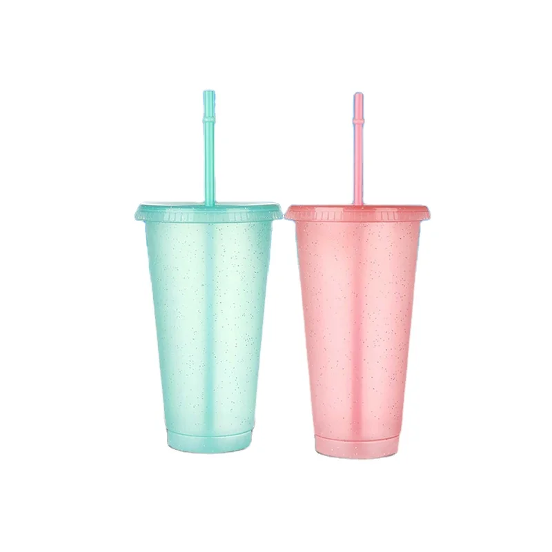 

New arrival 700ml reusable plastic cup with lid and straw 16oz for sale, Customized color