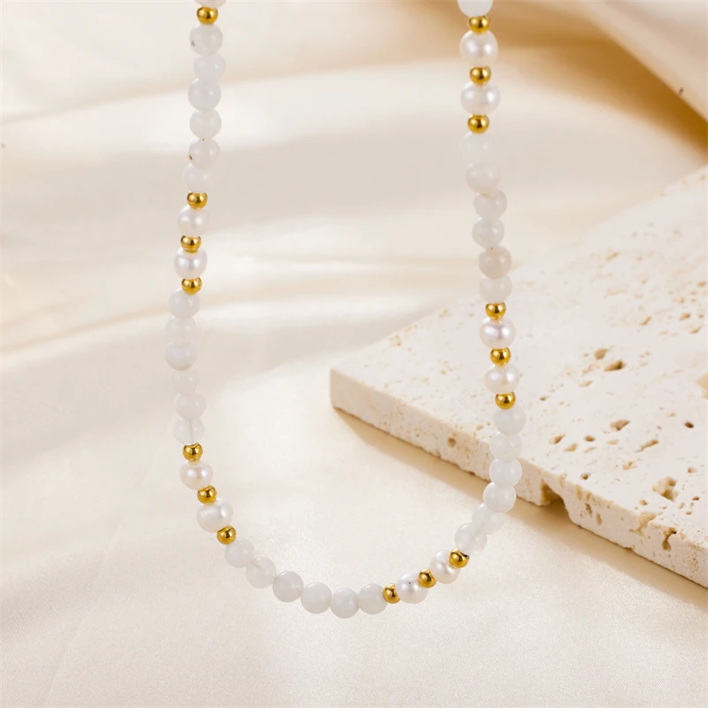 

2023 Chunky New freshwater pearl stitching stainless steel accessories personality high-grade jewelry necklace