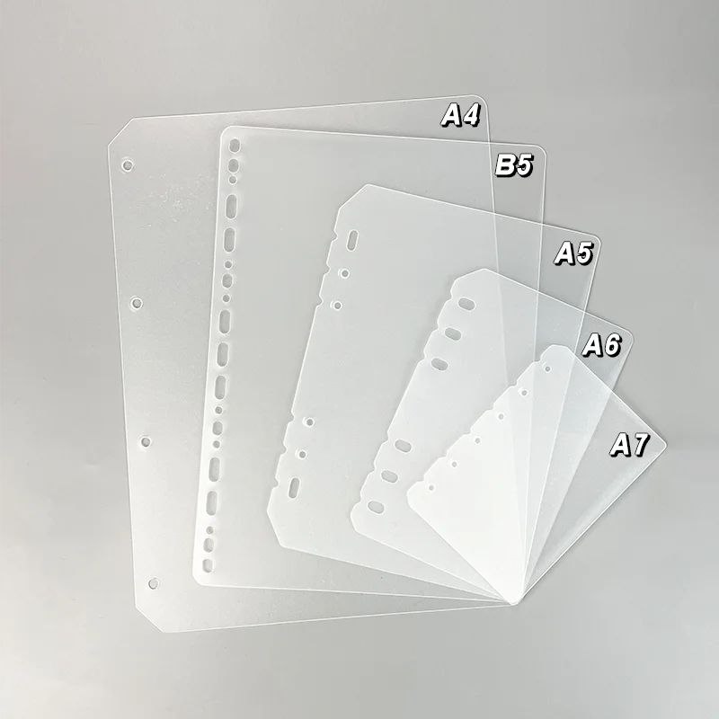 

Frosted pp monthly a5 a6 5 pcs thickened tab dividers plastic 6 ring punch hole planner white clear a5 binder dividers
