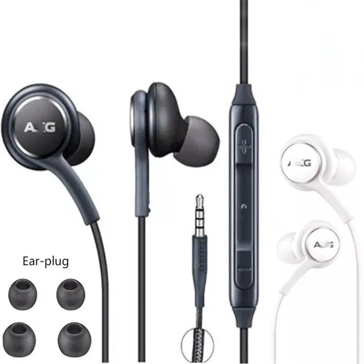 

original Earbuds EO-IG955 Black/White Microphone Wire Stereo Wired Headset In-Ear Earphone For Samsung akg S10 S9 S8 Headphone, White.black