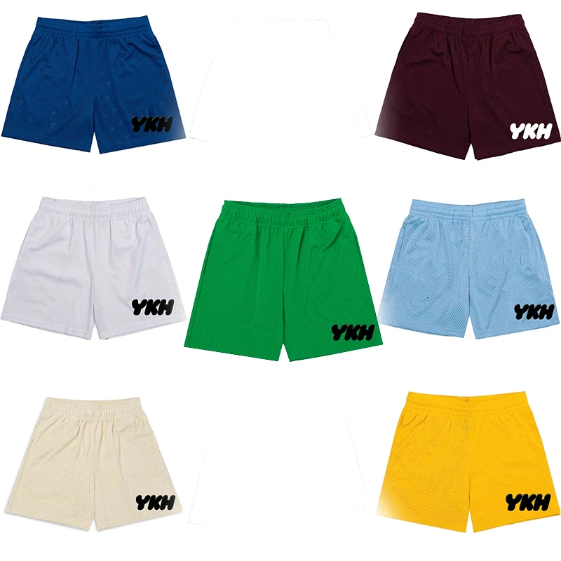 

YKH Custom own logo graphic screen heat transfer embroidery printing seaside vacation surfing wear men's shorts