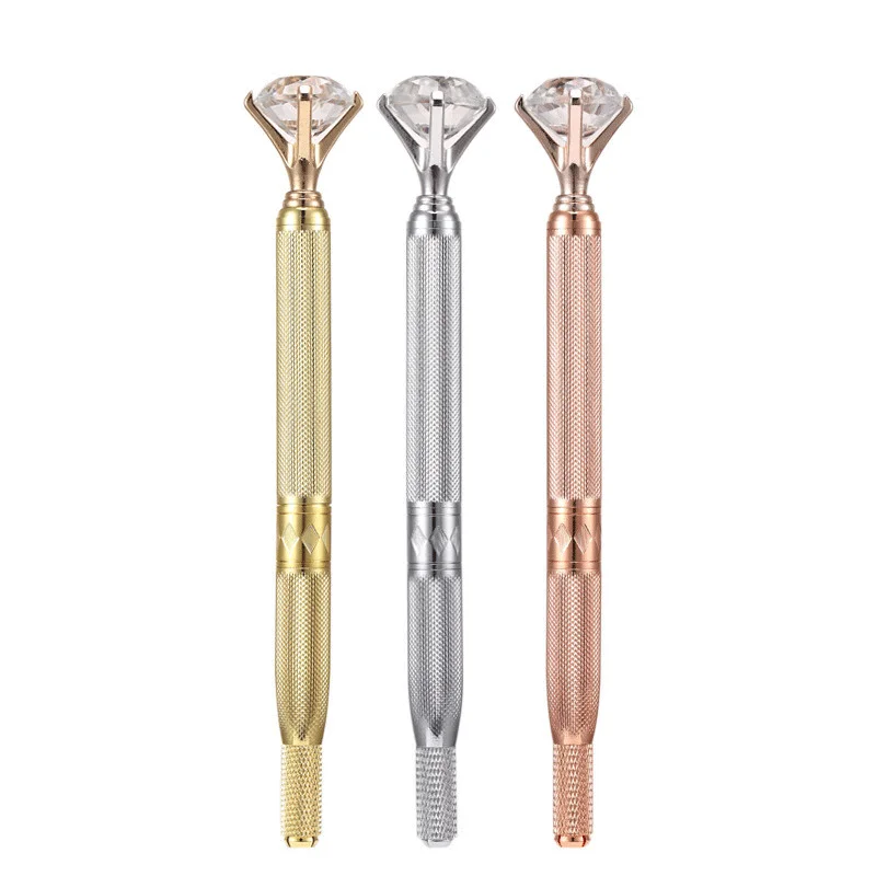 

Permanent Manual Tattoo Pen Microblading Eyebrow pen Reusable Diamond Handle Tattoo Pen, Gold / silver / rose-gold