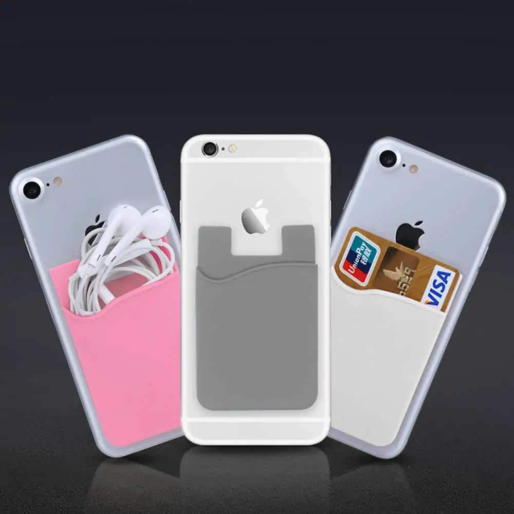 

Phone Card Holder, Cell Phone Wallet, Adhesive Silicone Credit Cards Case Pouch Sleeve Card Holder for Back of Phone