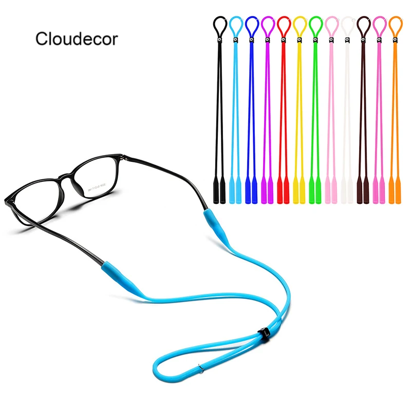 

Adjustable Solid Color Elastic Silicone Eyeglasses Strap Glasses Sunglasses Chain Sports Anti-Slip String Ropes Cord Holder