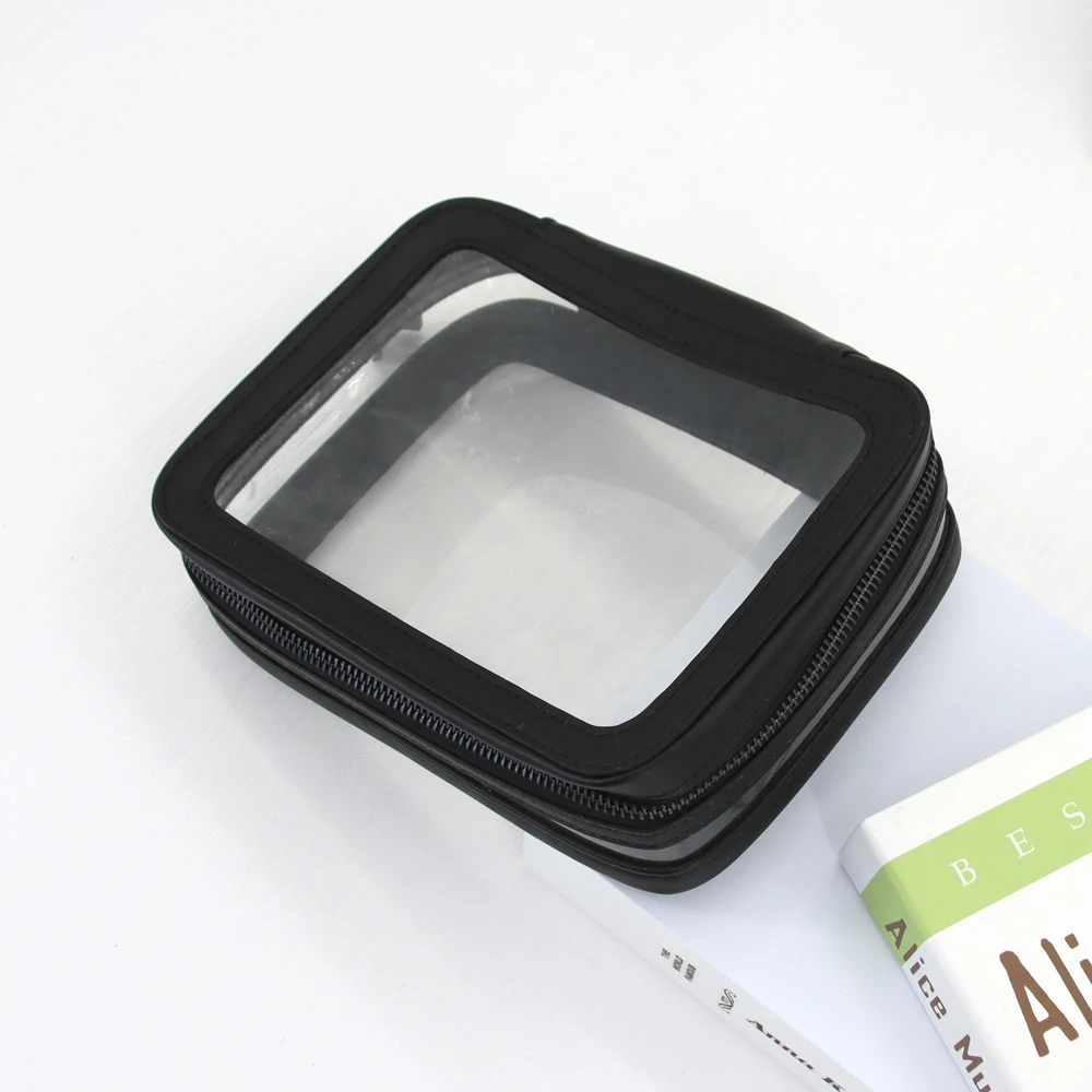 

Low MOQ Fashion Custom Small PU Transparent Makeup Pouch Clear PVC Cosmetic Bag