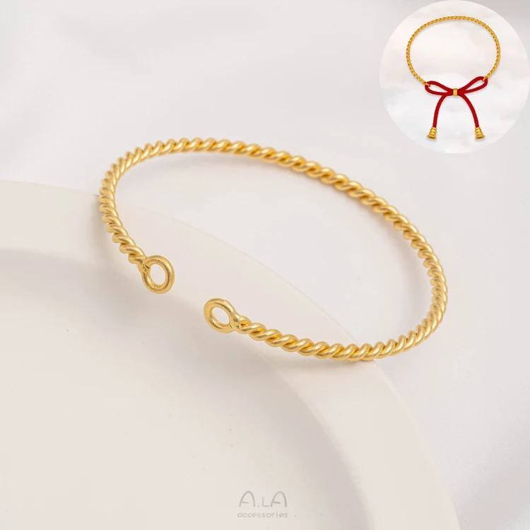 14k Gold Plated Twisted Cable Wire Ring Openable Elastic Bracelet Diy Handmade Bracelet Ring