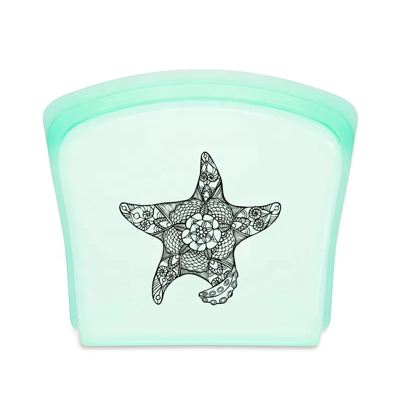 

Amazon Hot Silicone Reusable Bag BPA Free Eco-friendly Silicone Food Storage Bag for Camping, Light green, light blue, light gold, transparent or custom