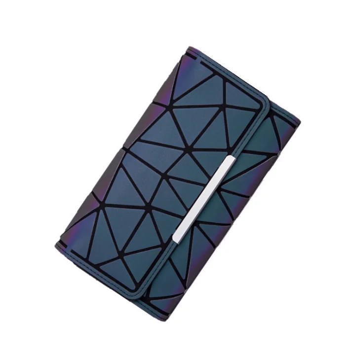 

New Fashion Geometric Wallet Rhomboids Lattice Luminous Clutch Long Wallets For Credit Cards, 8 colors