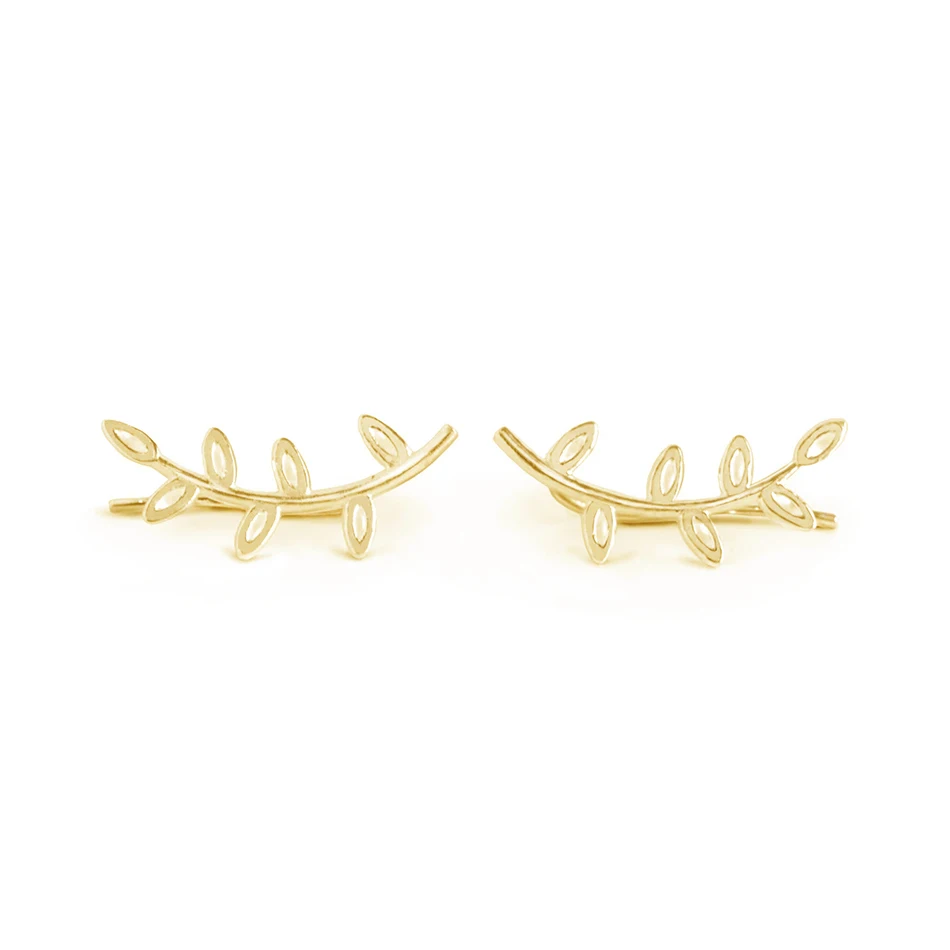 

women fashion jewelry 18k gold vermeil popular jewelry trendy gift 925 sterling silver leaf stud earrings