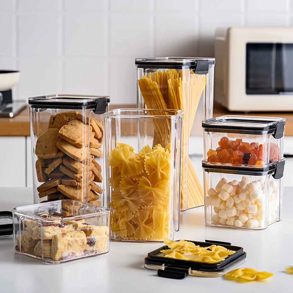 

Food Grade Transparent Plastic Sealed Storage Tank Kitchen Grain Storage Jars Spices Snacks Nuts Dry Goods Storage Boxes