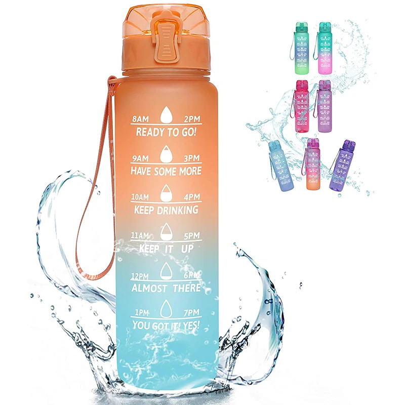 

Water Bottle with Time Marker, Large BPA Free Water Bottle, Non-Toxic, 1 Liter 32 Oz, for Fitness and Outdoor Enthusiast, Custom