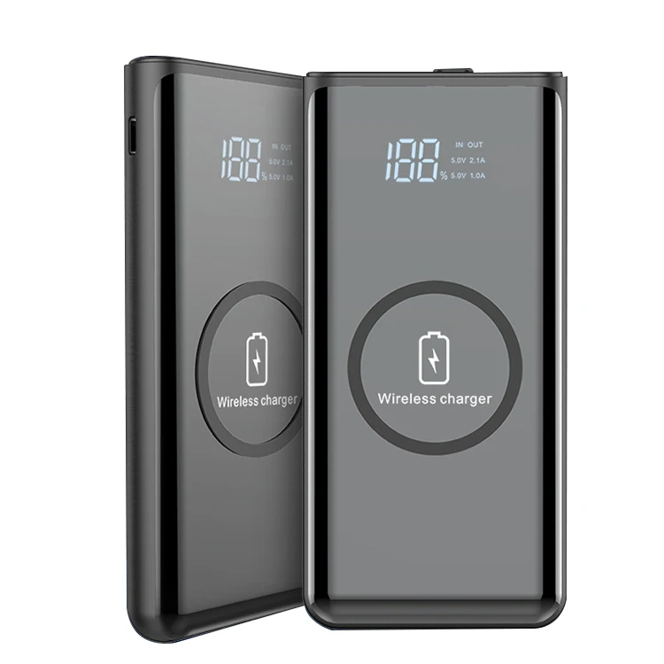 

Wholesale 10000mah Qi wireless charger power bank wireless phone charger portable power bank with LED, Sliver,black,gray,golden,blue