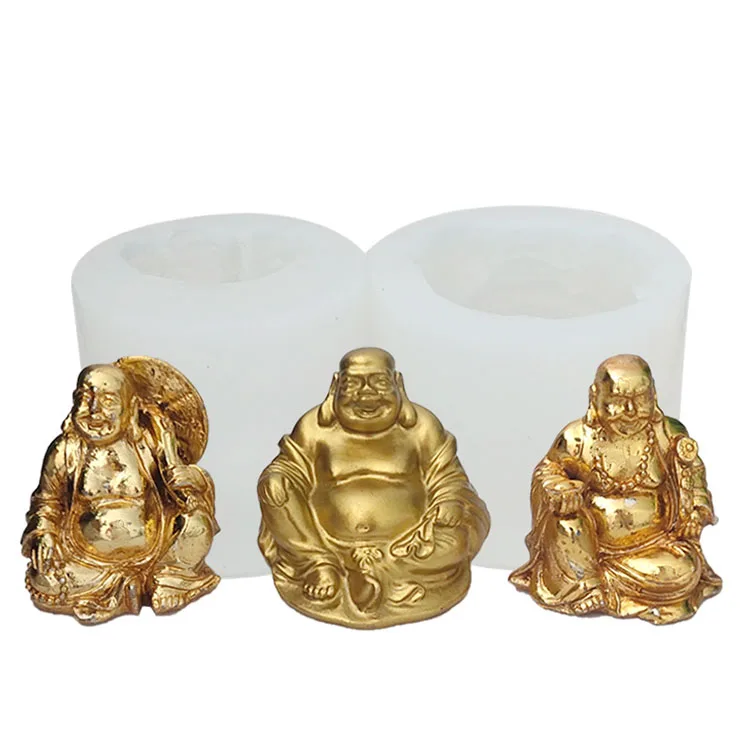 

3D Handmade Buddha Aromatherapy Candle Silicone Molds For Making Concrete Plaster Mold Decoration Resin Candle Silicone Statue