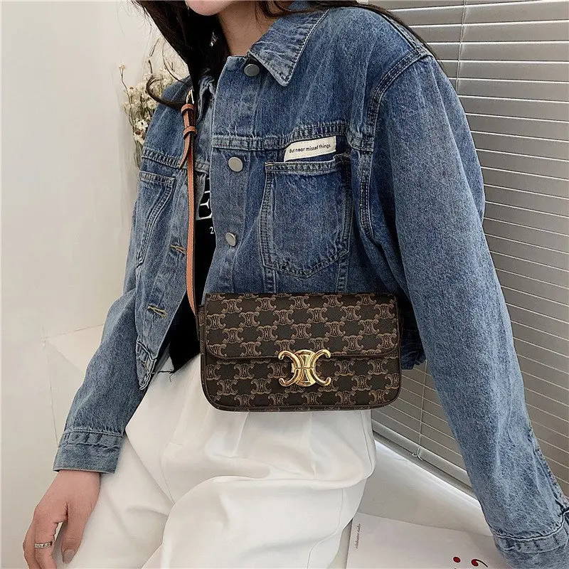 

Leather Crossbody Bags For Women 2021 Contrast color Travel Handbag Simple Shoulder Simple Bag Ladies Cross Body Bag