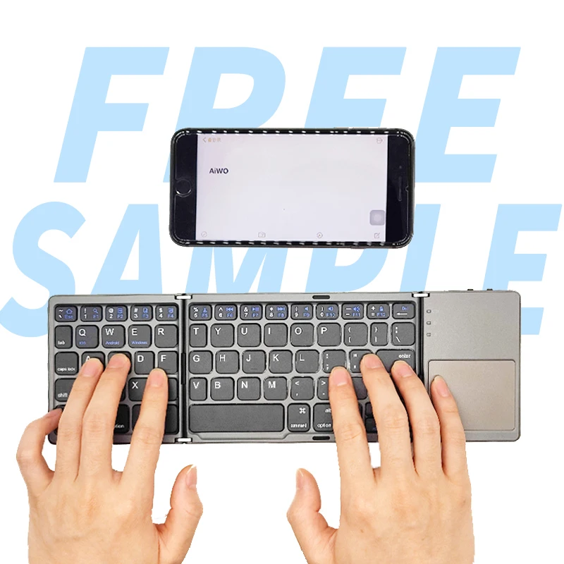 

AIWO 2021 New Fashion Hot Selling Best Flexible Folding Wireless Keyboard With Trackpad, Black/sliver/oem