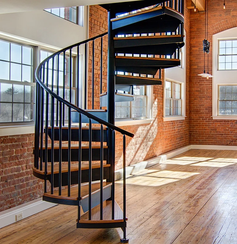 现代室内不锈钢木制螺旋楼梯设计 - buy prefabricated stairs indoor