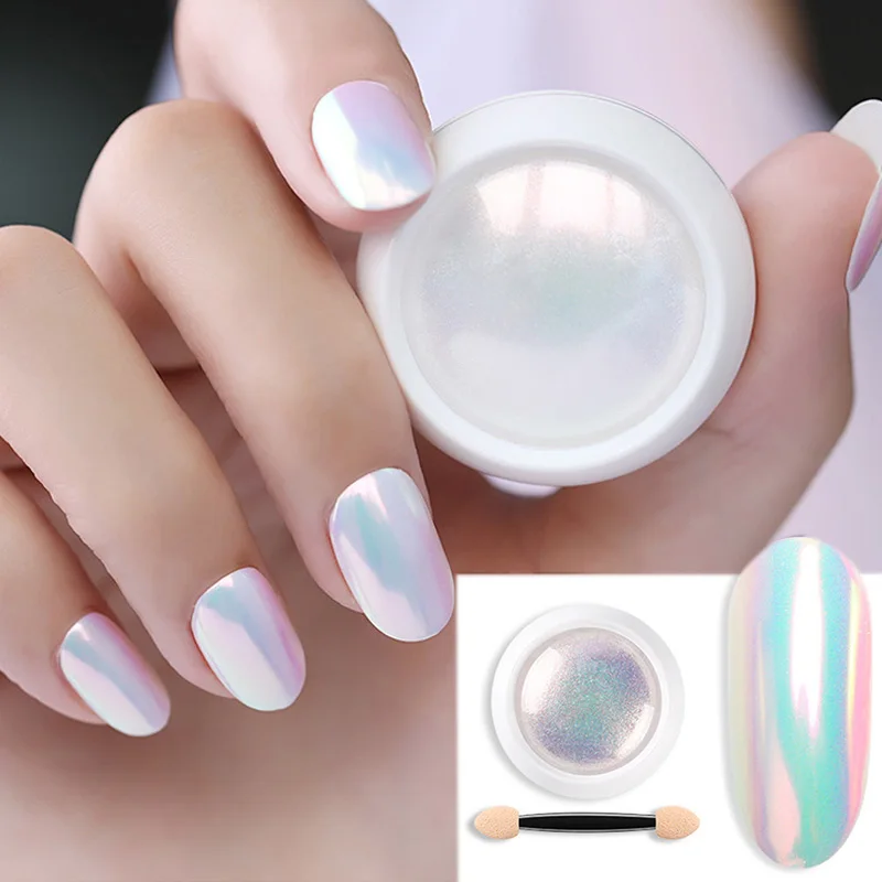 

1 Box Pearl Shell Mirror Powder Aurora Nails Ice Transparent Effect Nail Art Pigment Powders
