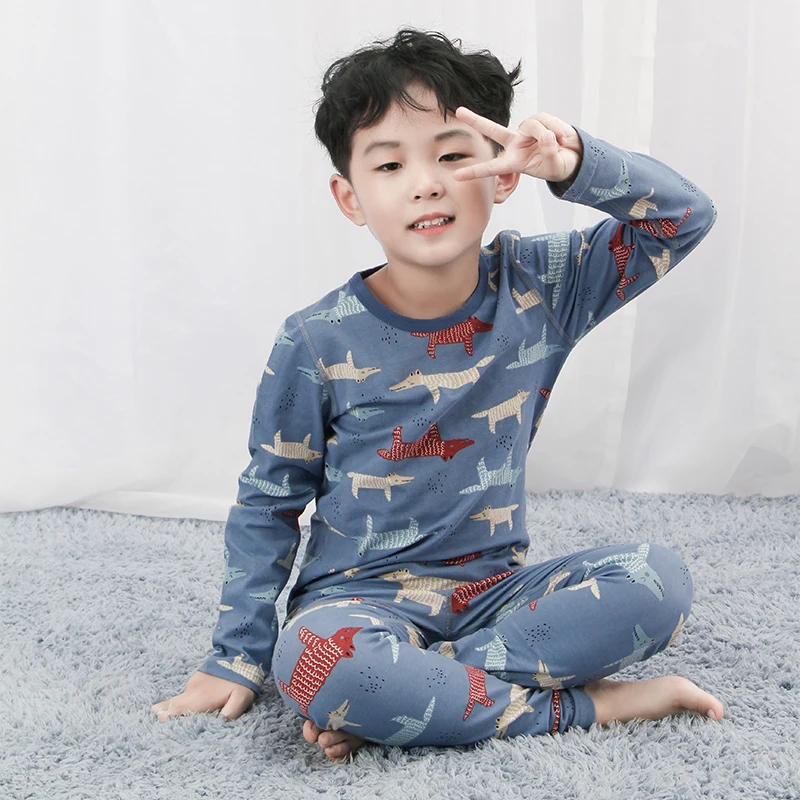 

Fashion Wholesale Anti-Static Long Sleeve Knitted Teen Boy Kids Custom Pajamas Cartoon