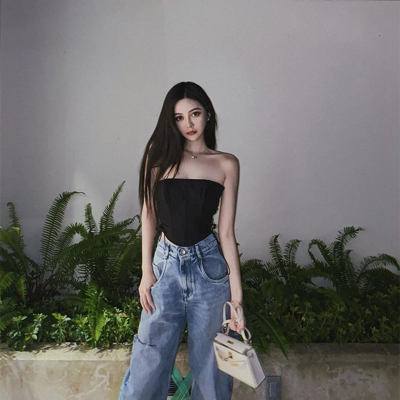 

2021 New ladies Summer Vest Ladies Fashion Sleeveless Stitching Sexy Slim Cropped Tank Tops