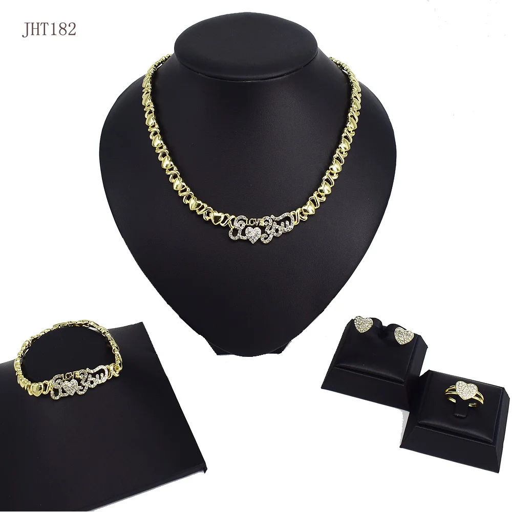 

JHT182 Trendy 18K gilded letter I love you wedding jewelry set, 18k gold
