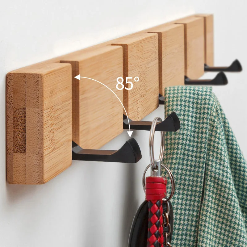 

Creative bamboo wall hooks bathroom wall hanging coat hook wooden wall living room row hook