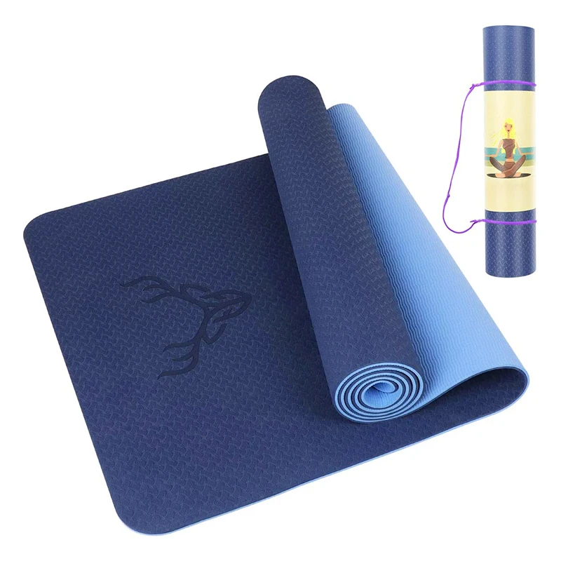 

New products from China widening and lengthening 6MM double color tpe yoga mat, Blue,green,yellow,red,pink,black,gray ,etc