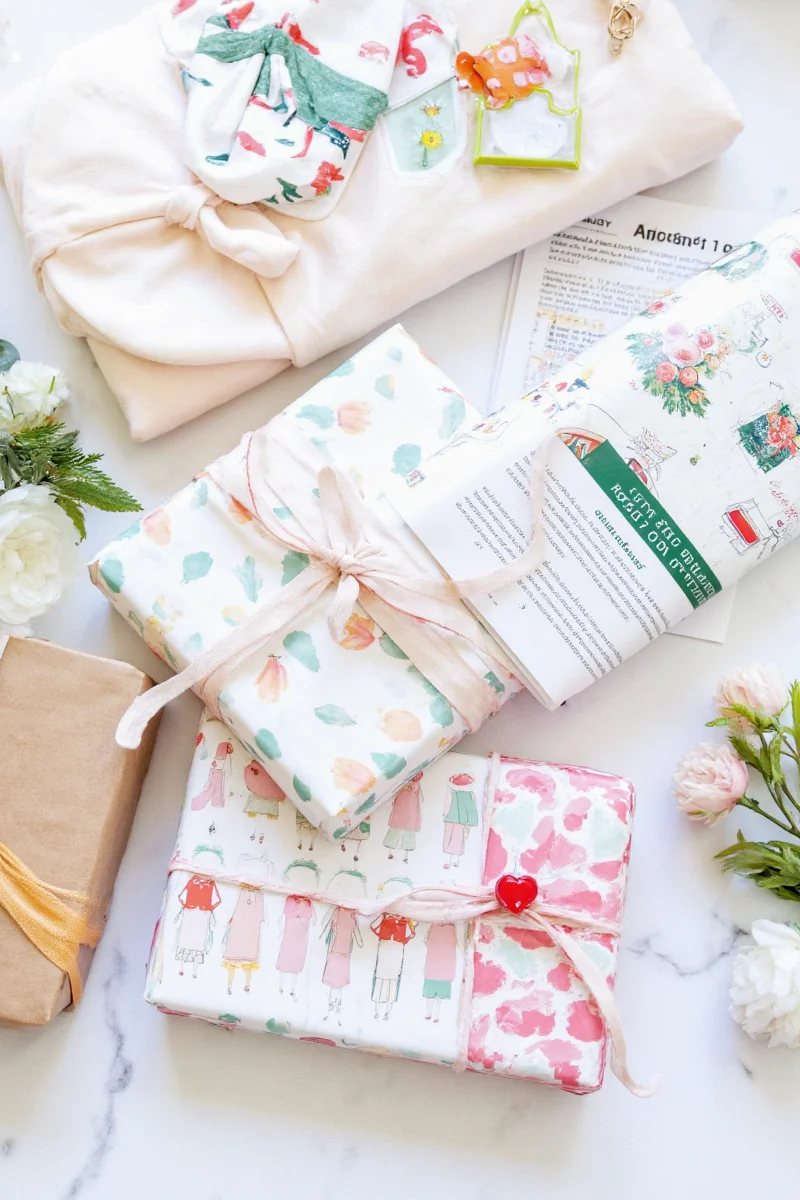 Kids crafting with wrapping paper scraps