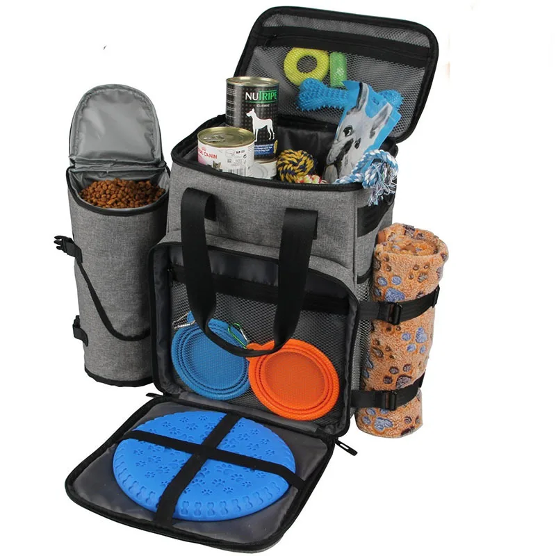 

Wholesale Pet Weekend Dog Travel Bag Tote Organizer Bag For Pets Travel Food Bag Includes Food Storage, Customized color