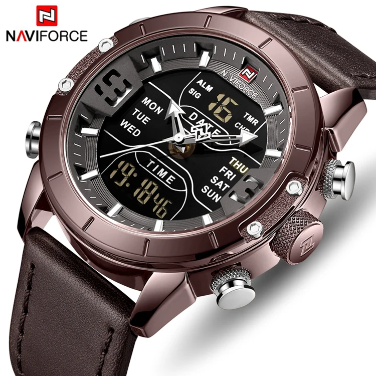 

NAVIFORCE 9153 L Watches Top Luxury Brand Fashion Analog Digital Dual Display Watch Men LED Chronograph Sport Waterproof Watches