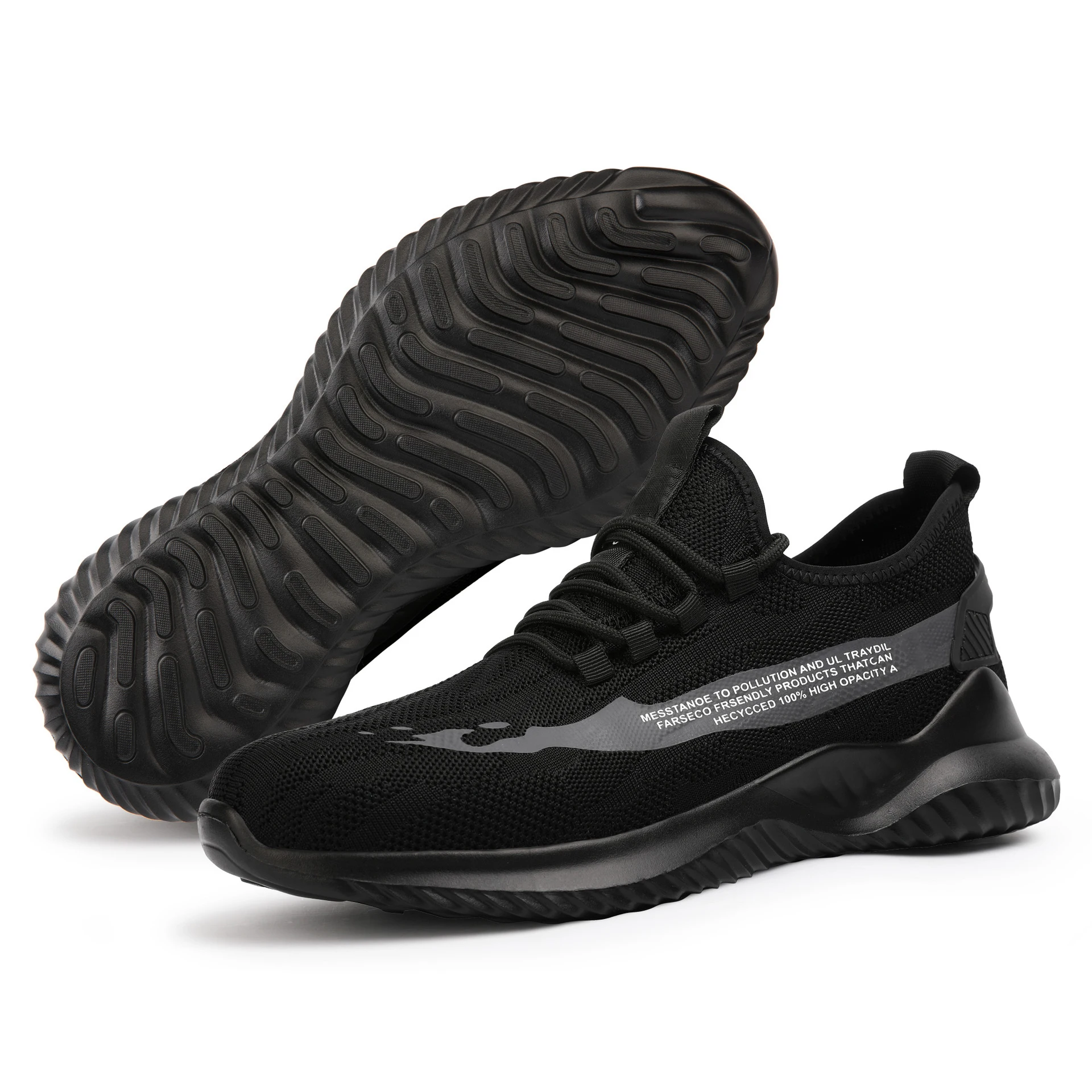 

Summer breathable safety shoes fashion lightweight men mesh work shoes, Black