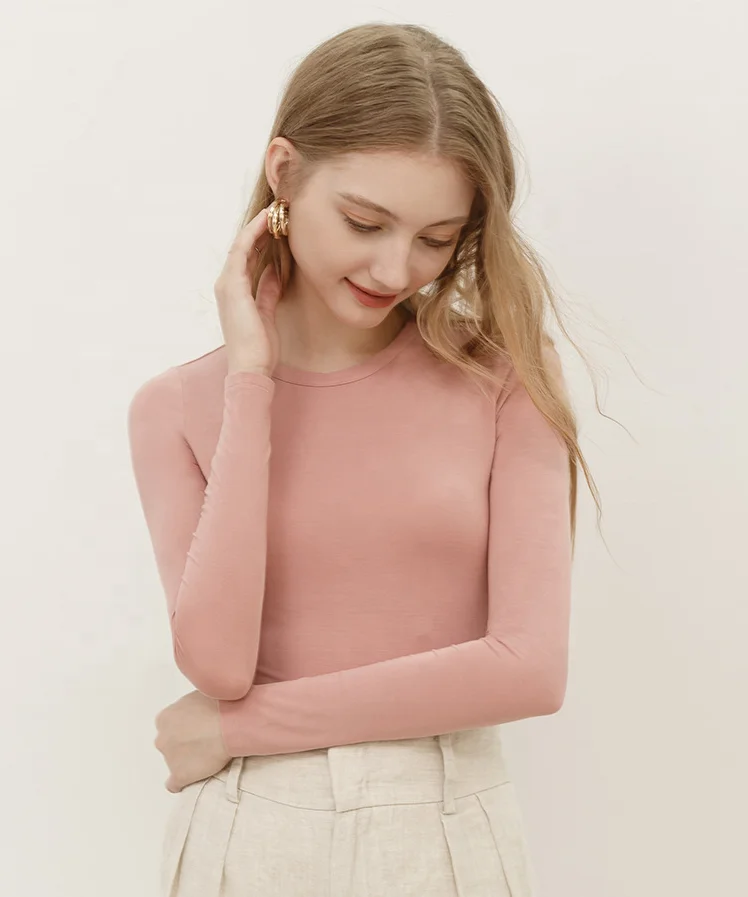 

New autumn/winter 2019 women's long-sleeved T shirt with round collar