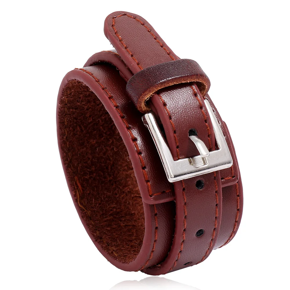 

Multilayer PU leather Bracelet Handmade Leather Cuff Bracelet Belt Buckle Adjustable Men Bracelet