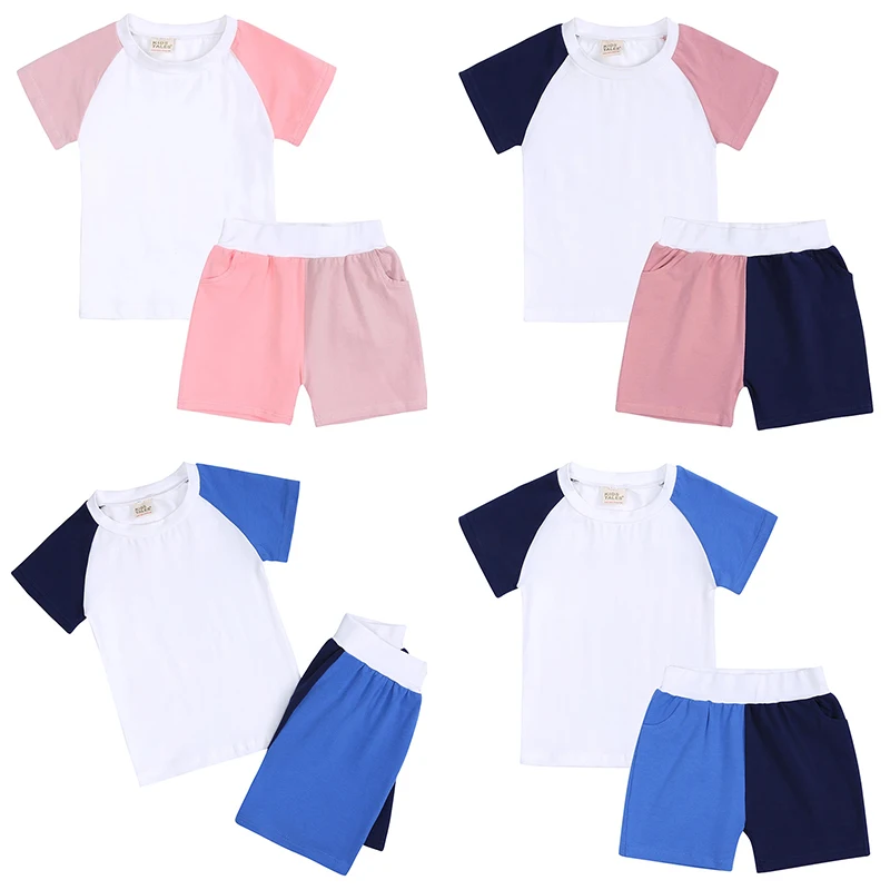 

Kids Tales Tracksuits for Children Baby Infant Boy Girls Lounge Set Contrast Color Girls Shorts Set Teens Cotton Loungewear