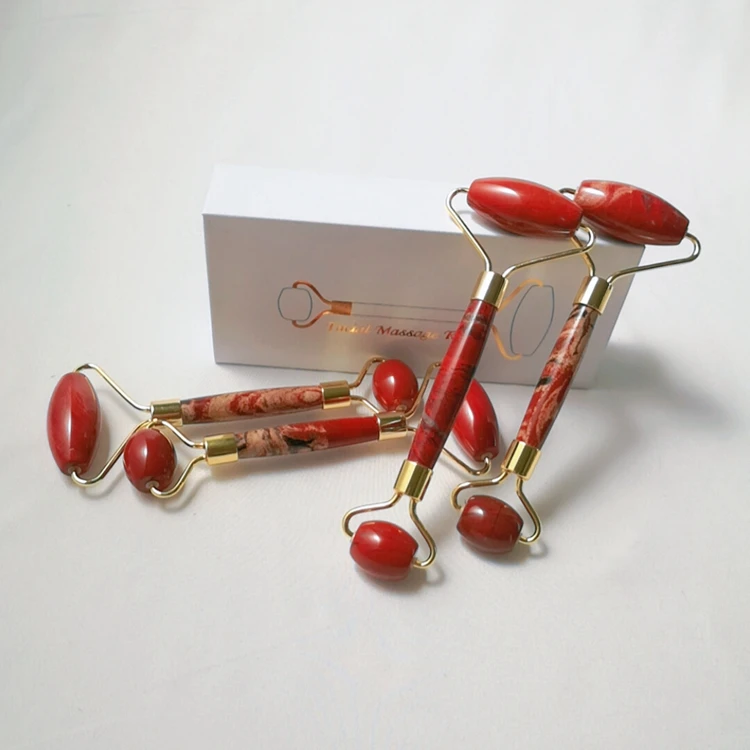 

2020 amazon hot selling single head handheld amethyst face roller mini red jasper jade face derma roller