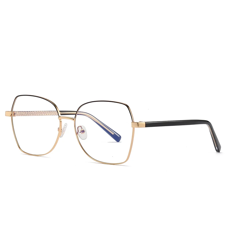 

Trendy Full Frame Round Face Anti-Radiation Transparent Computer Glasses CP Metal Insert Anti-Blue Light Glasses