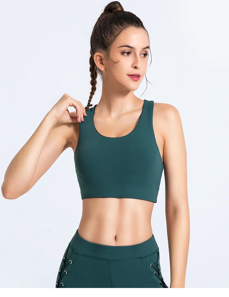 

Beautiful Back strip Women Cross Running New Nude Shockproof Sports Bra Yoga Sports Underwear, Black/green/pastel green