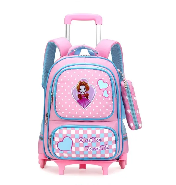 

Cartoon Children School Trolley Bag School Backpack with Wheels for 7-13 ages Girls