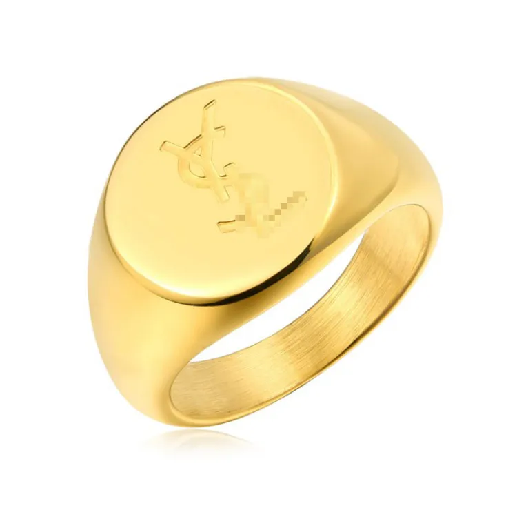 

Luxury Brand Vintage Streetwear Titanium Steel Engraved Letters Hip Hop Rings