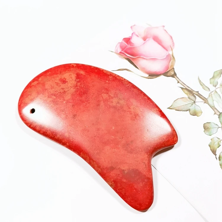 

Gua sha 100% natural jade red jasper gua sha for facial massage